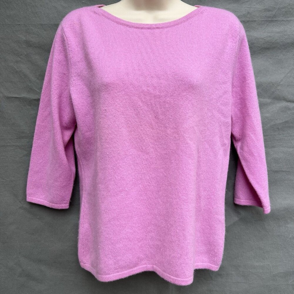 Investments Fine Cashmere Size M Pink Purple Sweater Quarter Sleeves